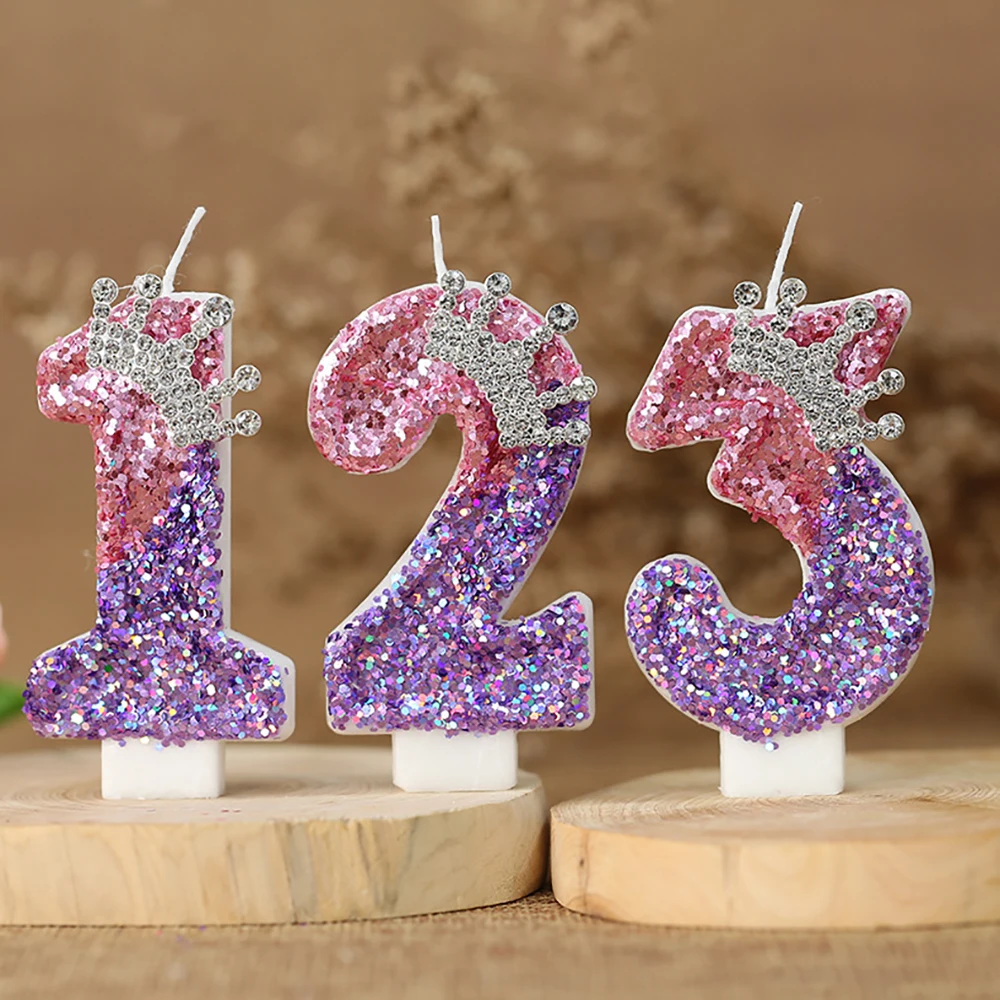2nd Birthday Candle Cake Topper Colour Changing Creative Number 2 Candle Princess Crown Girl 1st Happy Birthday Party Decoration