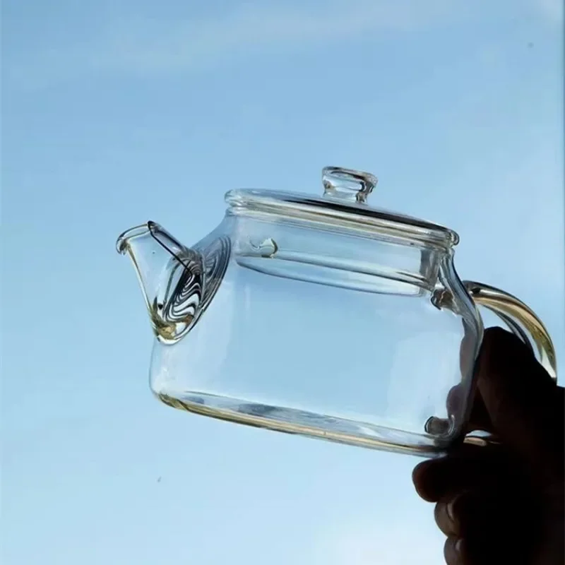 Small Capacity Transparent Glass Teapot with Filter Heat-Resistant Flower Tea Kettle Household Kung Fu Tea Pot Teaware