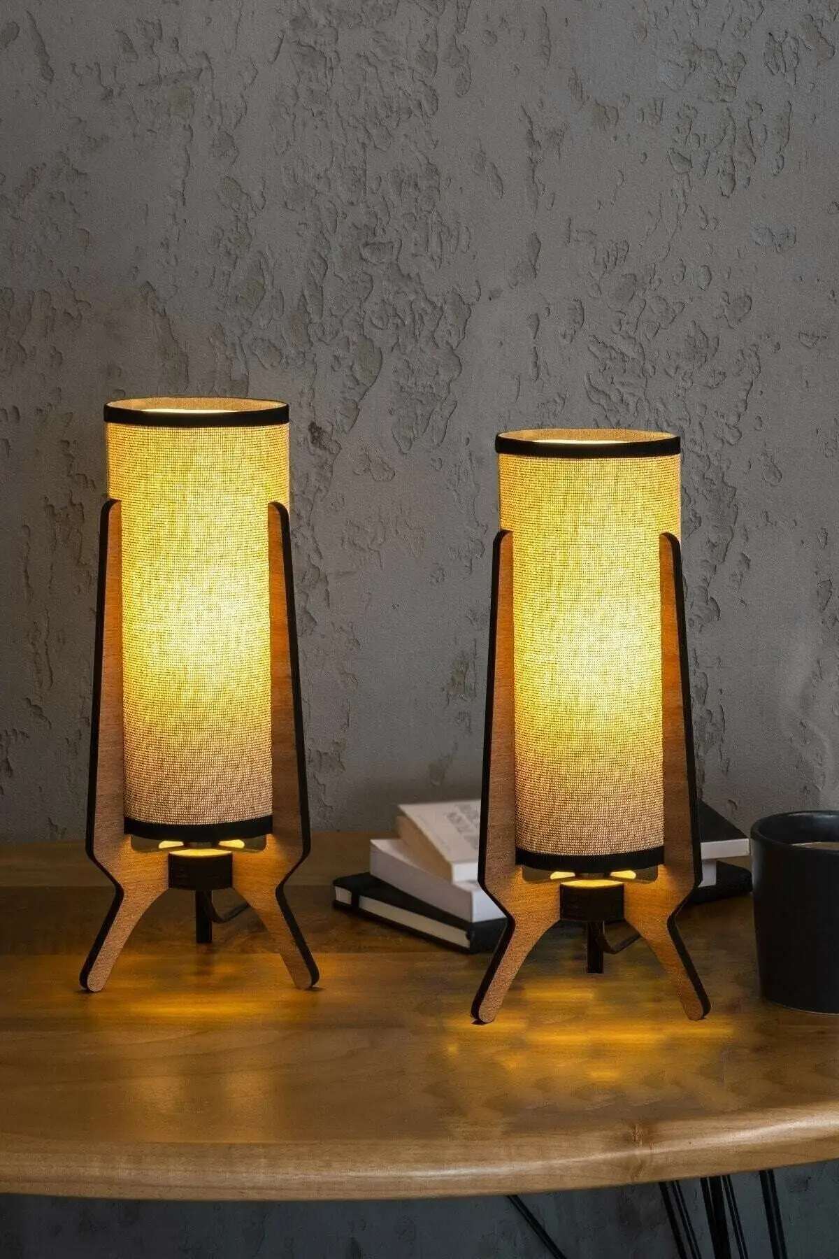 

2022 Handmade Wooden Leg Mesh Basic Line Lampshade Desktop Lighting Romantic Lamp 2 Pieces