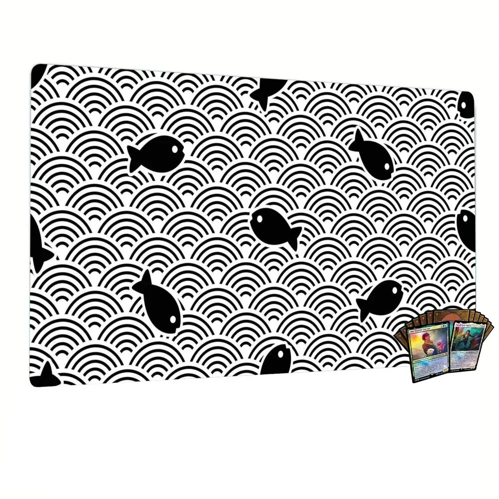 

Wave and Fish Texture Magic Party Game Mat Durable Rubber for MTG&TCG Games 35X60cm Mouse Pad Offices Desk Mats Friendly Design