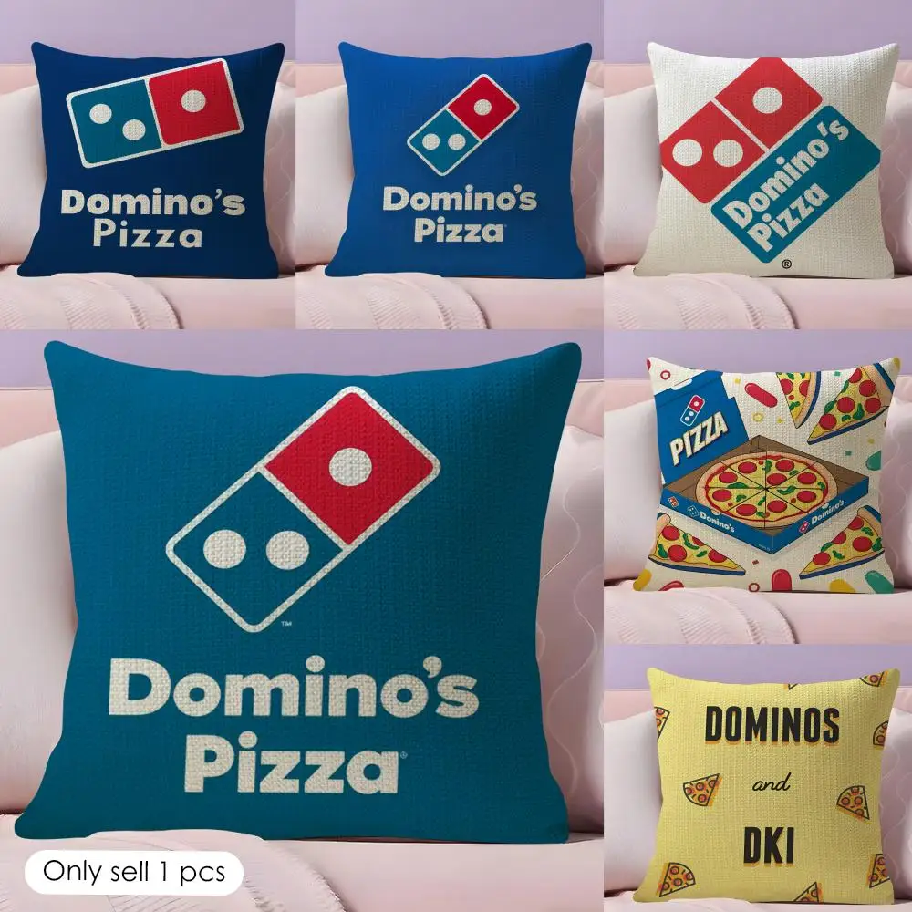 Food D-Domino's Pizza Cushion Cover Natural Linen Pillow Case Double-Sided Print Decorative Sofa Pillowcase Home Decor Gift
