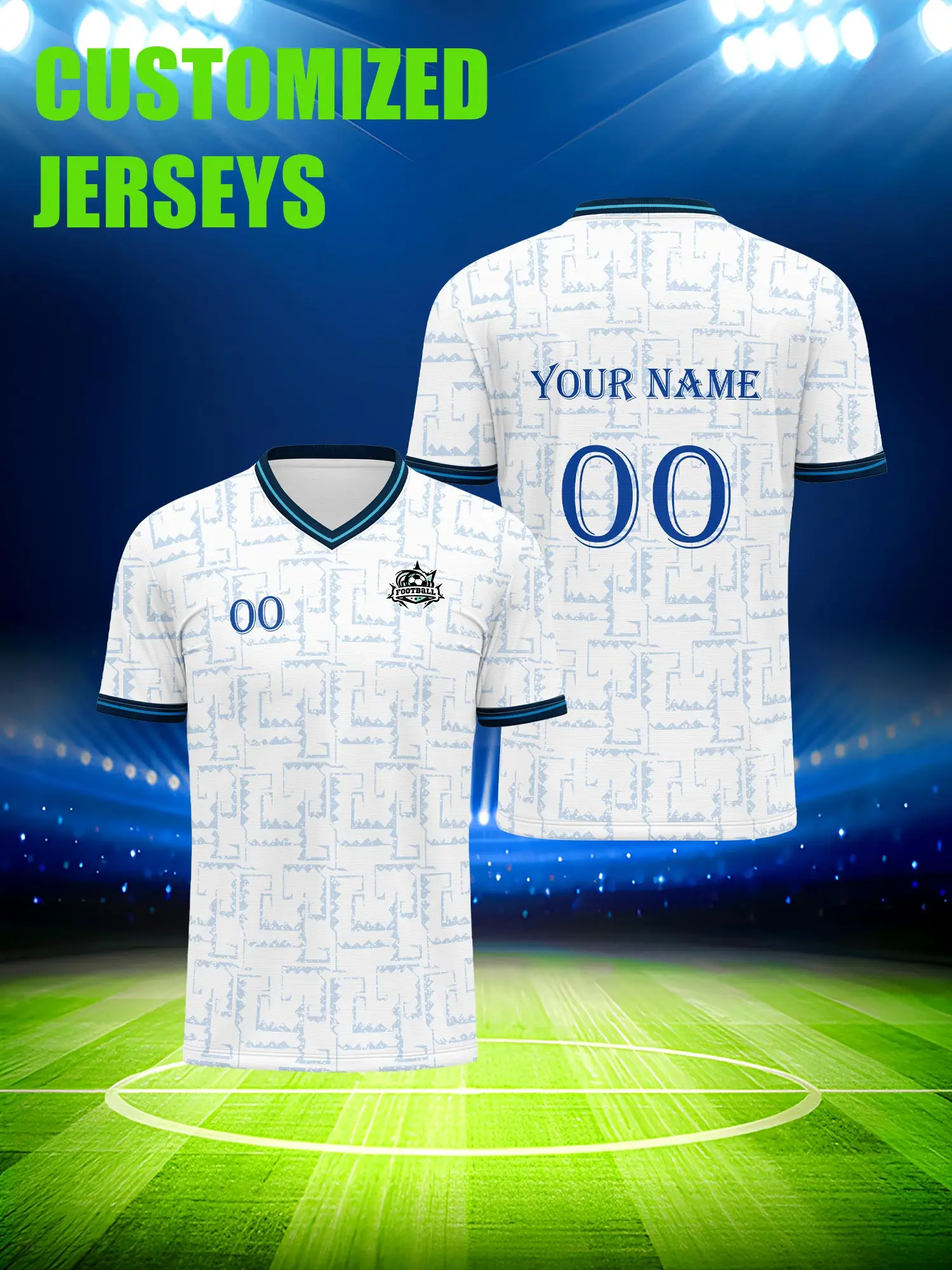 

Спортивная футболка с V-образным вырезом для взрослых и детей, с индивидуальным именем и номером, быстросохнущая, модная, с сублимационной печатью, 2026