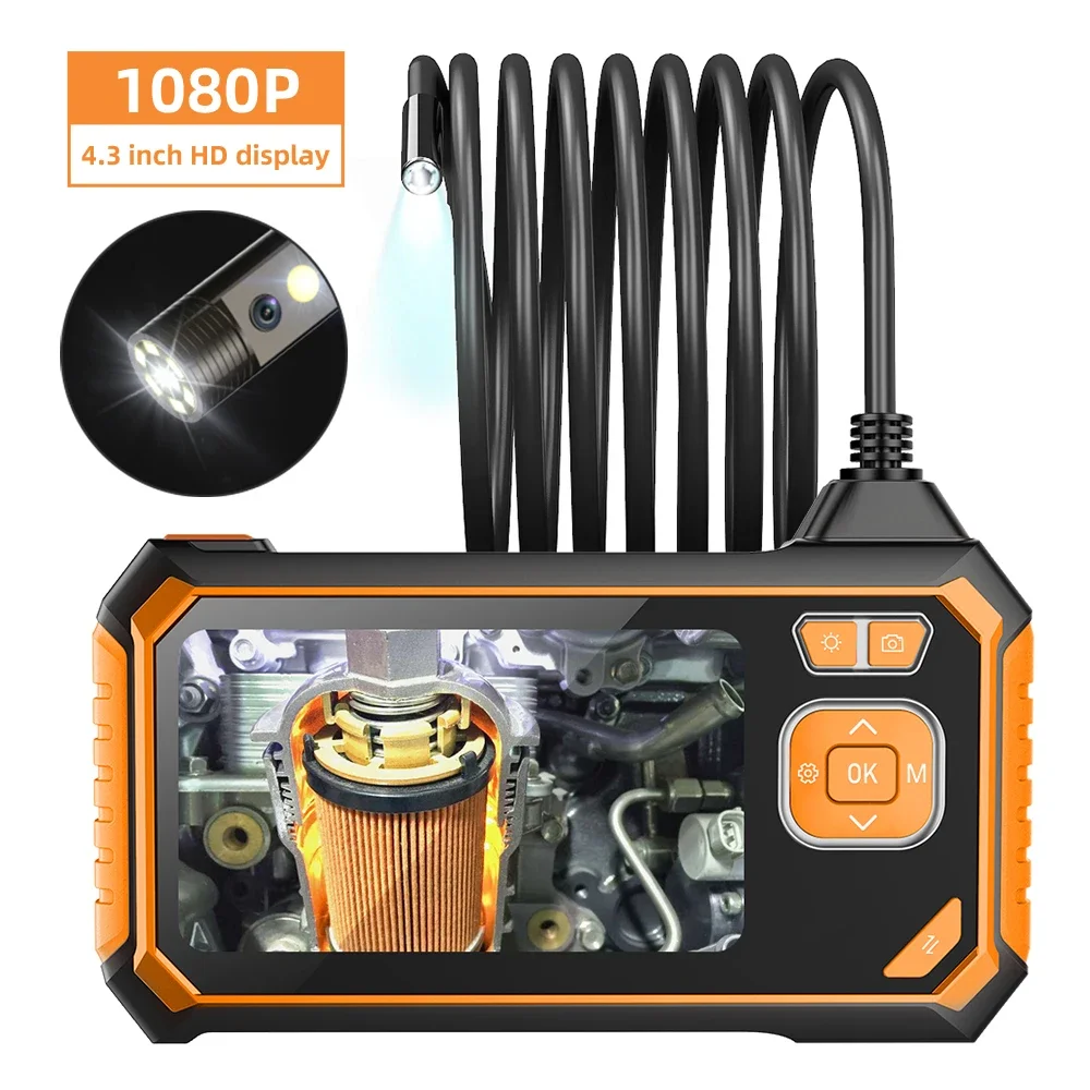 Anesok 113-B 1080P HD Single/dual-lens Pipeline 8mm Endoscope Camera 4.3 Inch Screen Industrial Car Inspection With 8LED Lights