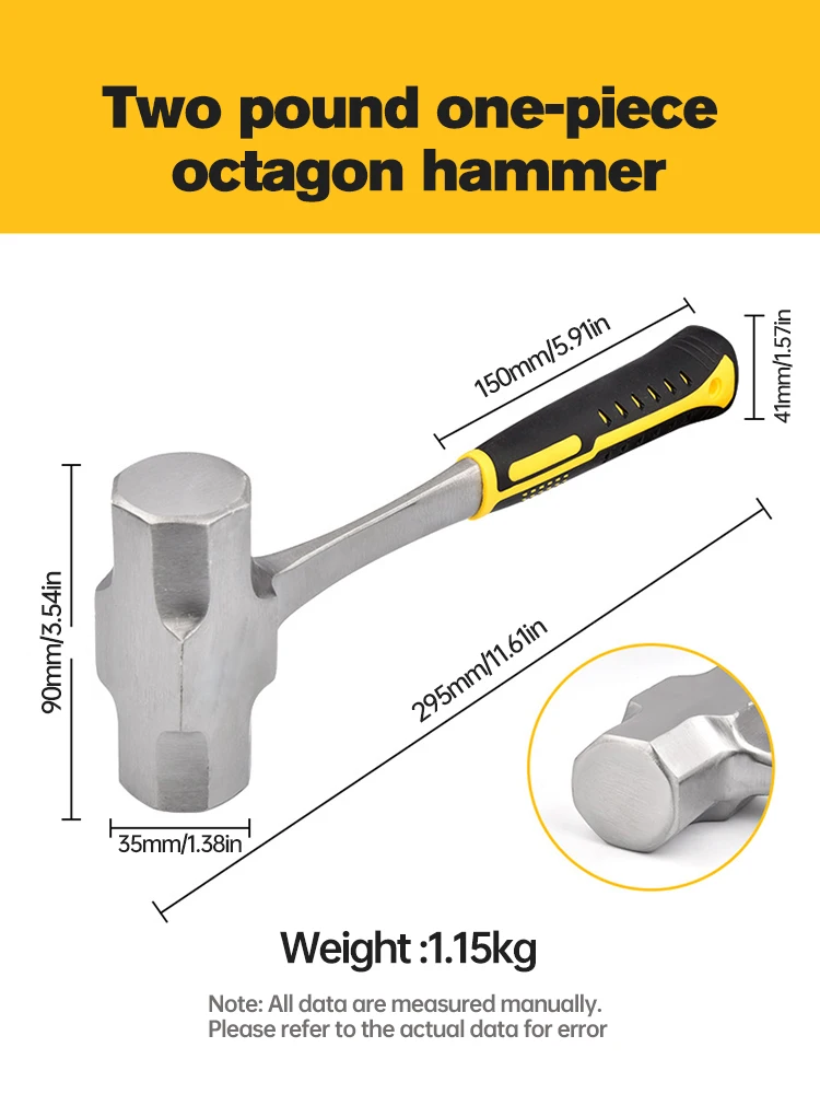 One-piece hammer Professional Geological Exploration Flat Head Hammer High Carbon Steel Pointed Tip Hammer Two pounds