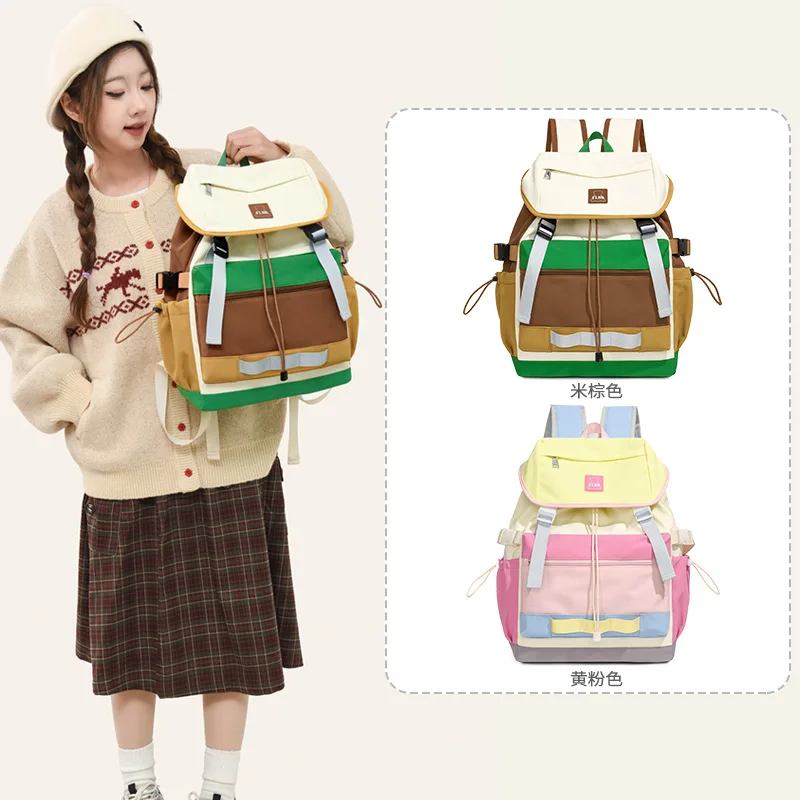 

Прочный легкий женский дорожный рюкзак Oxford с контрастной откидной крышкой, большой вместимости и удобный для поездок на работу.