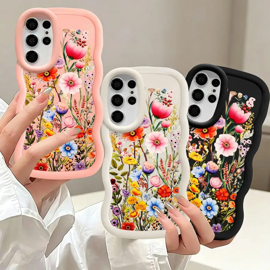 Soft Phone Cover Case for Samsung Galaxy S26 S20 FE S24 S21 S24+ S25 S25+ S23 Plus S22 Ultra Mixed Wild Flower