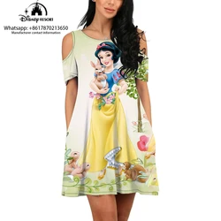 Loose and Casual Frozen Anime Off-Shoulder Dress Fashionable and Elegant Women's Printed Dress 2024 New Style