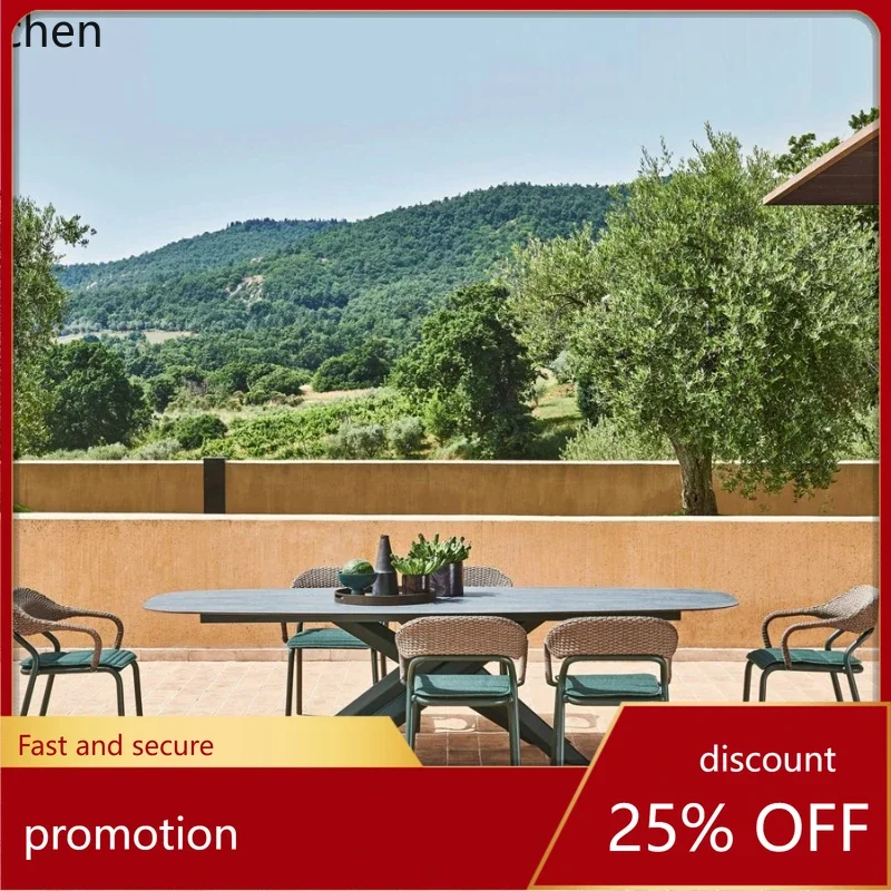 TQH-c13  Nordic outdoor dining tables and chairs light luxury rock slab balcony creative courtyard simple leisure outdoor tables