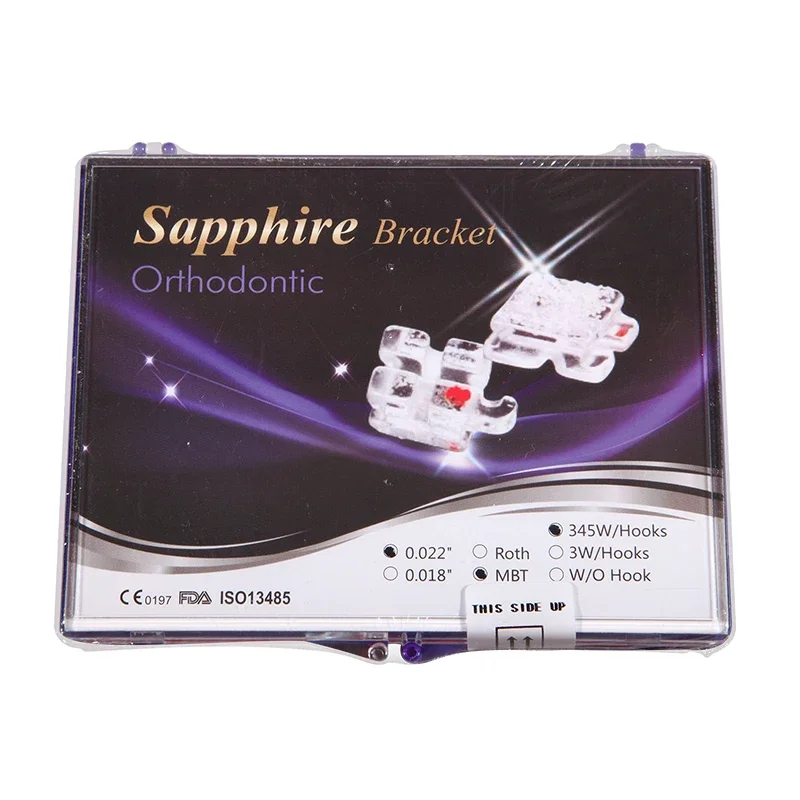 den tal Bracket Monocrystalline Sapphire Braces MBT. 022 Hooks 345 Buccal Tube