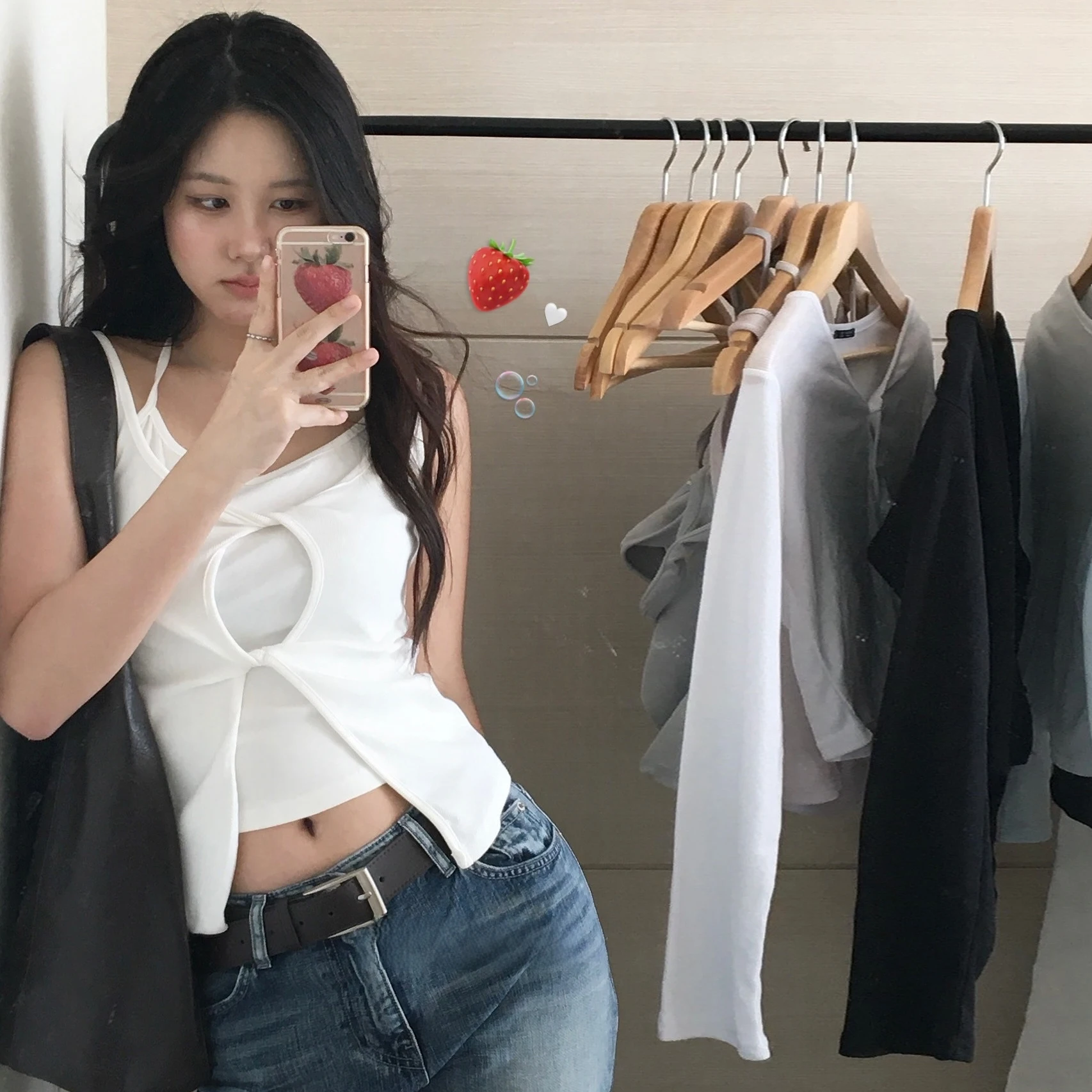 Korean Style Summer Slimming Two-Piece Knot Hollow out Design Hanging Neck Vest Top Casual Polyester Women's Outerwear