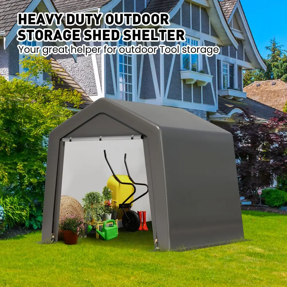 Outdoor Storage Shed Portable Carports Waterproof Garages Canopy with Roll-up Zipper Doors for Motorcycle Bike Gardening Tool