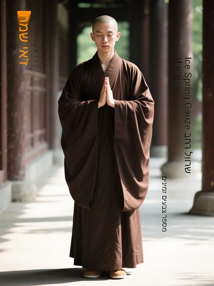 ice-spring-silk-monastic-robe-wide-sleeve-home-buddhist-layman-zen-study-male-ice-spring-robe-long-loose-fit-summer-casual-wear