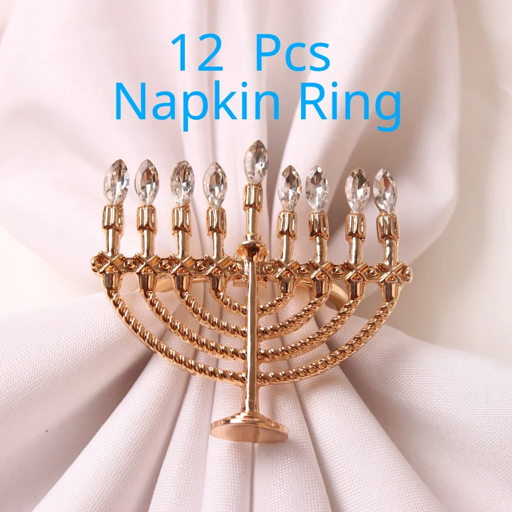 12pcs menorah Napkin ring, hotel dining table decoration napkin buckle, jewish gift Etrog Apple Grapes Life Tree decor