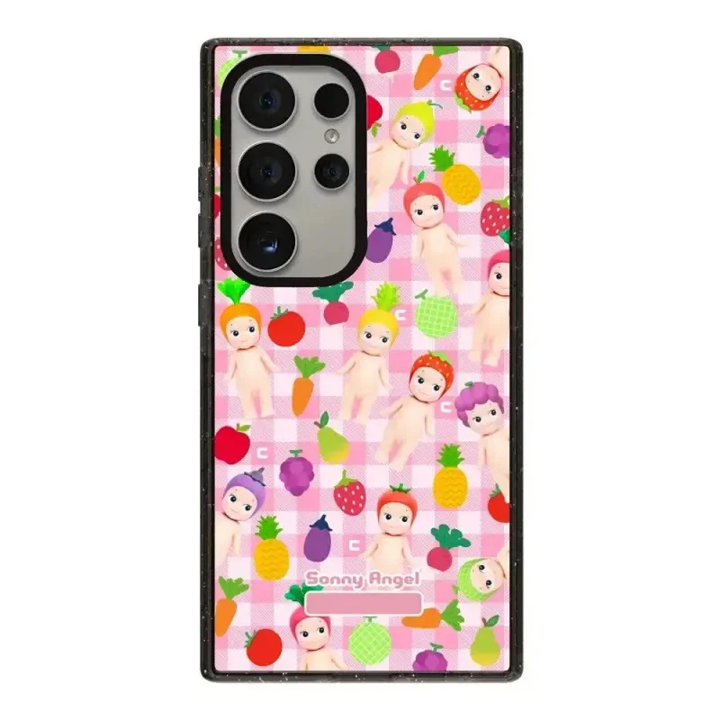 

Cute Baby Fruit Magnetic Acrylic Black Border Case for Samsung Galaxy S22 S23 S24 Ultra S22+ S23+ S24 Plus Cover Protective Case