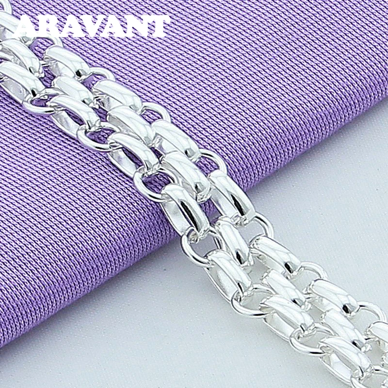 Aravant 925 Silver Simple Necklace Bracelet Jewelry Set For Women Men Party Jewelry