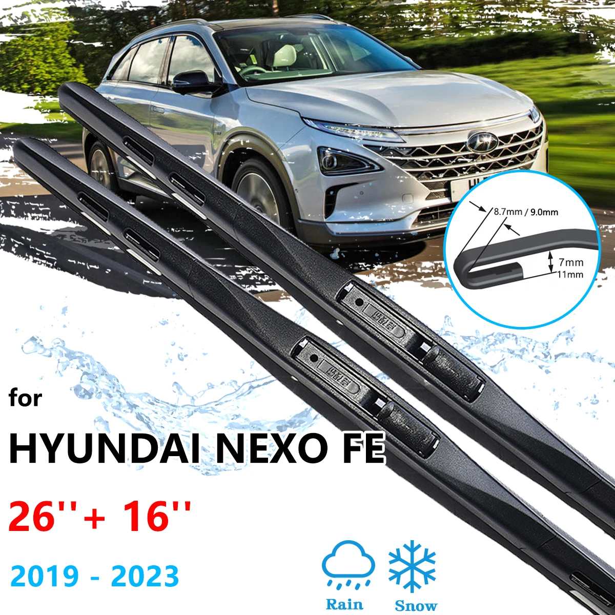 

For Hyundai Nexo FE 2019 2020 2021 2022 2023 Front Wiper Blades Window Windshield Windscreen Cleaning Brushes Car Accessories