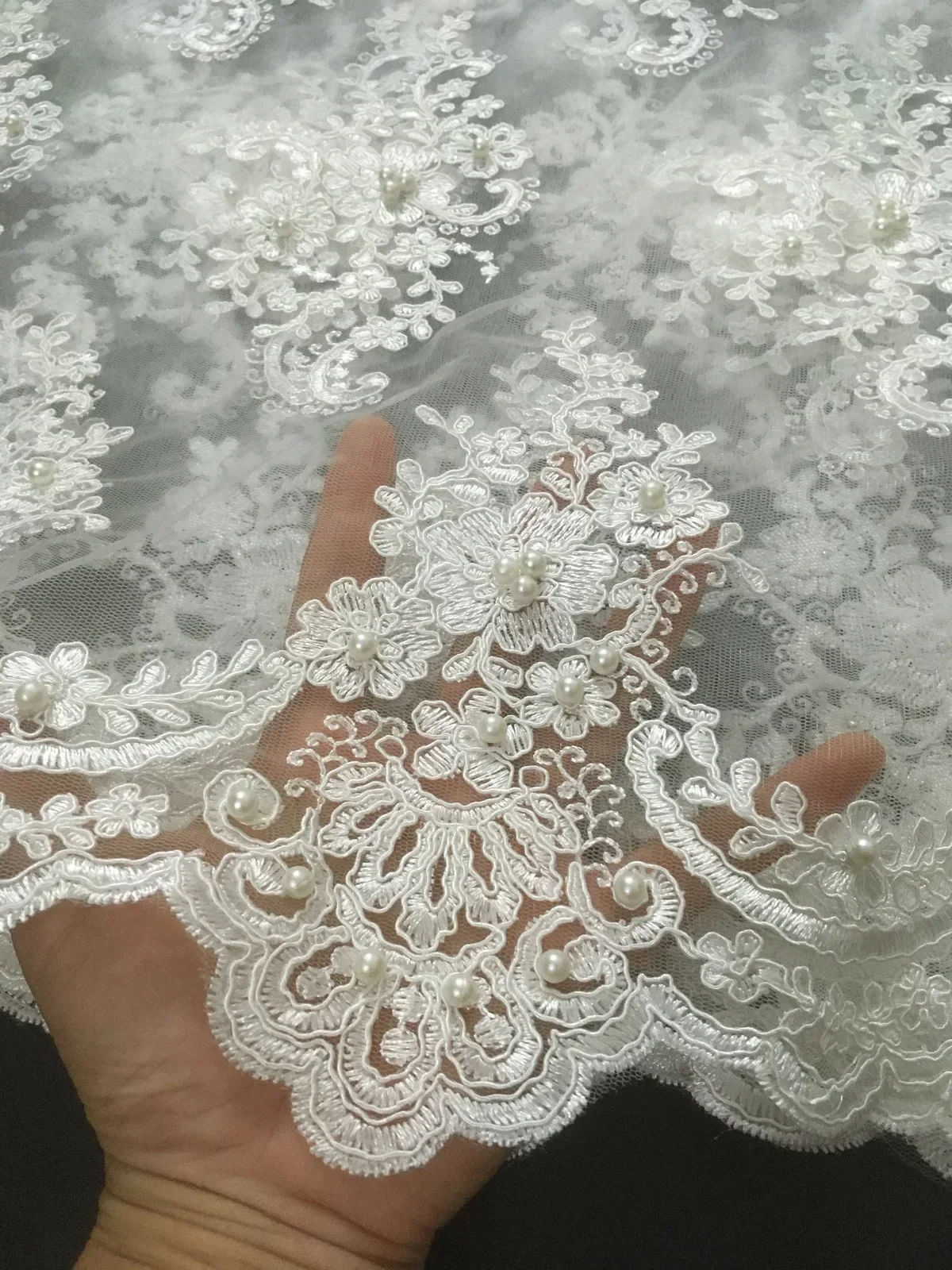 African Lace Fabric 2023 Embroidered Beaded Nigerian Laces Fabric Bridal High Quality French Tulle Lace Fabric For Wedding 1yard