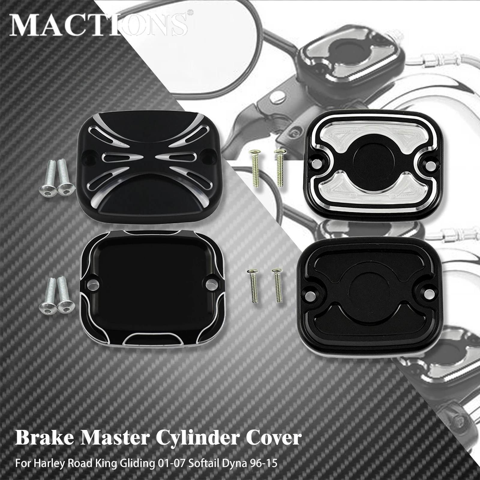 

Motorcycle Front Brake Reservoir Master Cylinder Cover CNC Aluminum For Harley Softail Dyna 96-15 Touring Road King Glide 01-07