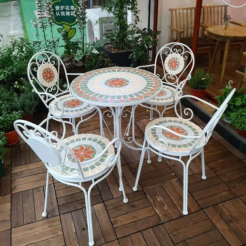 Table and Chair Outdoor Terrace Courtyard Leisure Small Tea Table Three-Piece Set Combination