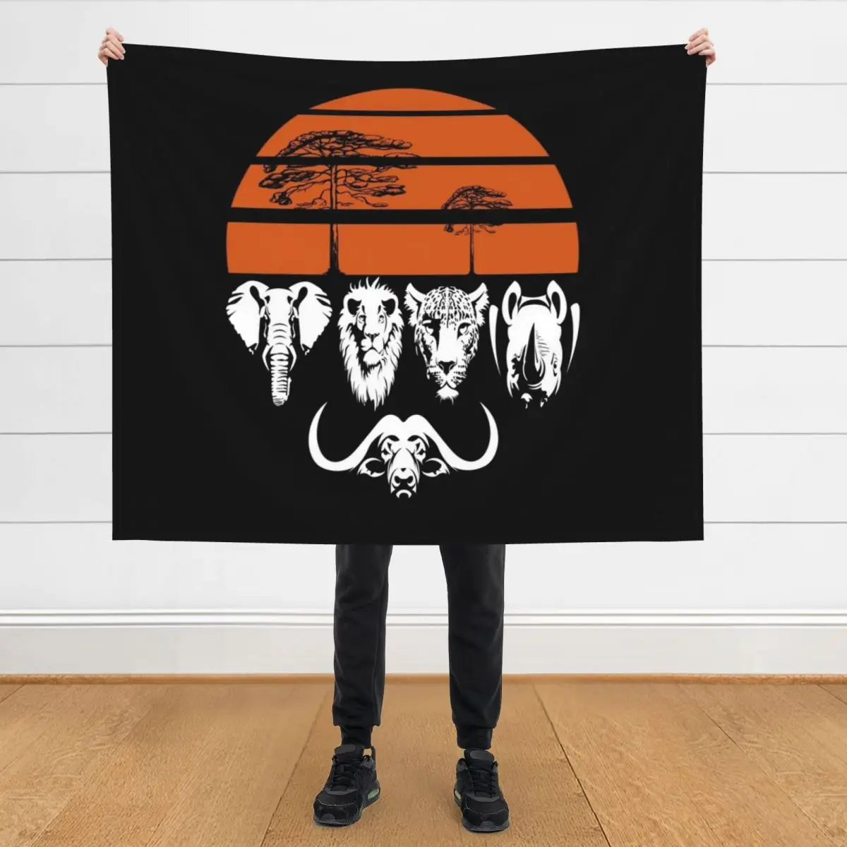 

Safari Jungle Africa the big five animal Throw Blanket Retros Decorative Beds For Decorative Sofa Blankets