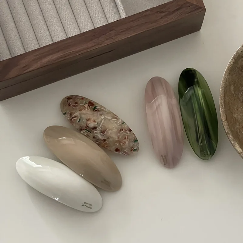 Elegant Acetate Hair Clips for Women French Clip Large Size Oval Geometric Hairpin Headwear Glossy Elliptical Hair Accessories