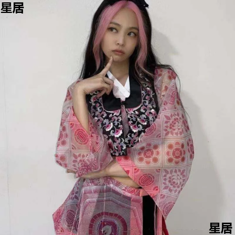 Kpop المطربين الكوريين الجاز الرقص النساء الوردي الحفل الزي الجاز Dancewear مهرجان المرحلة زي ملهى ليلي الساخن فتاة الهذيان الملابس #2