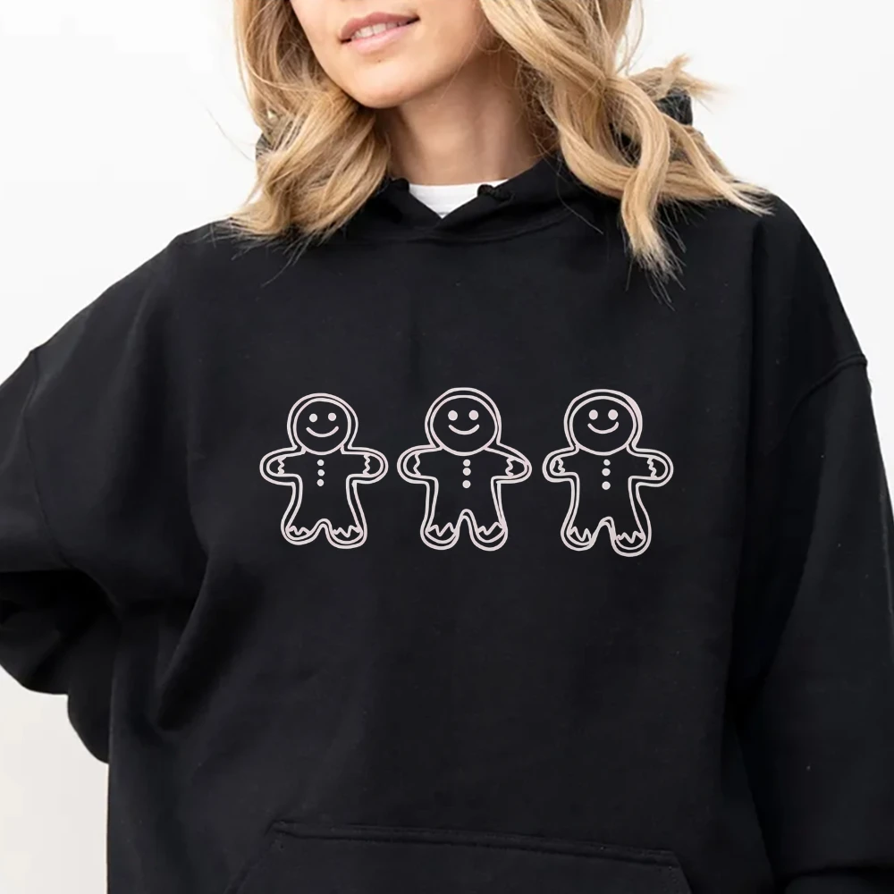 Cute Gingerbread Unisex Sweatshirt Hoodie, Christmas Holiday Sweater Hoodies, Merry Christmas Long Sleeve Shirt For Women