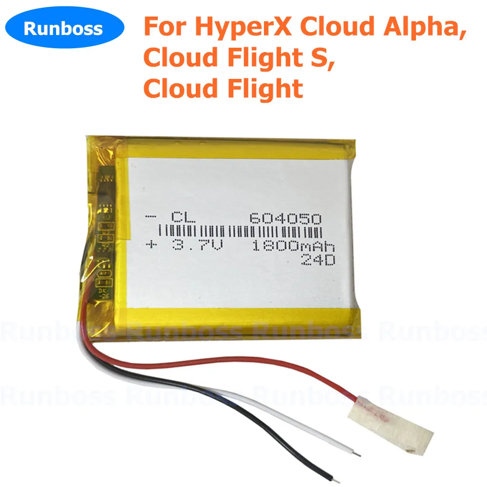 Wireless Headset Replacement Battery 3.7V/1800mAh PL644050 for HyperX Cloud Flight, Cloud Alpha, Cloud Flight S