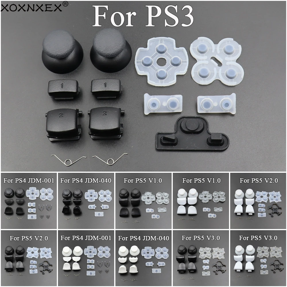 1Set For PS3 PS4 JDM-001 040 PS5 V1 V2 V3 Controller L1 R1 L2 R2 Trigger Buttons 3D Analog Stick + Conductive Rubber Button