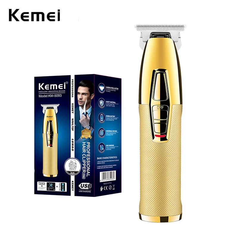 

Kemei KM-5093 Hair Clipper Professional Finish Hair Cutting Machine Hair Beard Trimmer 0mm Skin Cut Electric Cutter Rechargeable