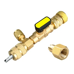 Valve Core Remover Installer Tool with Dual Size SAE 1/4 & 5/16 Port for R404A R407C R134A R12 R32 R600 HVAC System