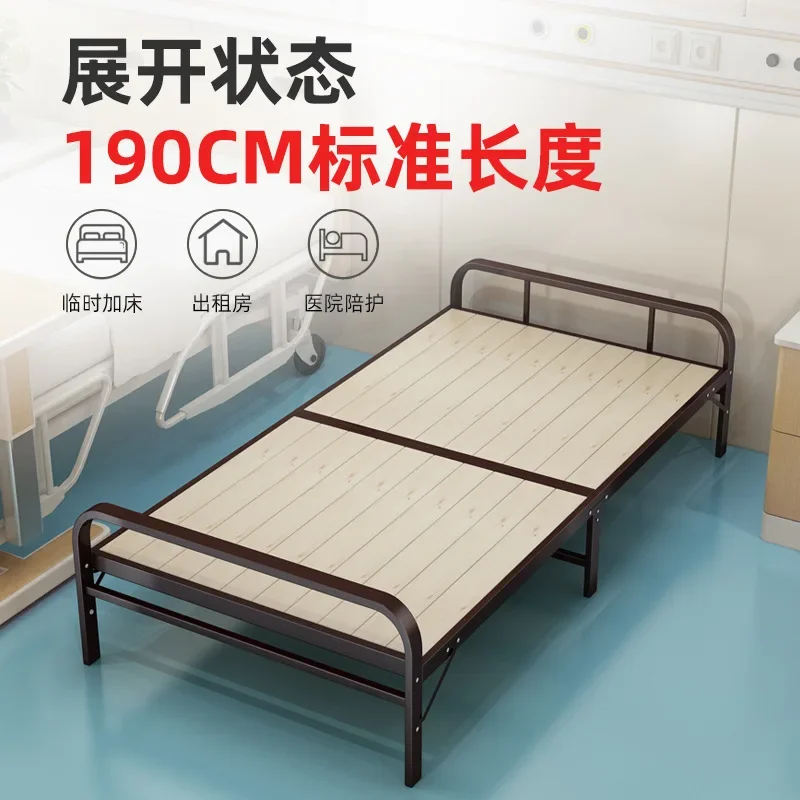 سرير قابل للطي، لوح خشبي صلب، غرفة تأجير، مرافقة منزلية، سرير بسيط، استراحة غداء للبالغين، حديد مطاوع