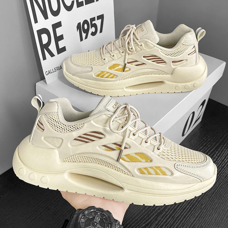 

Trendy Men's Tennis Casual Shoes Mesh Breathable Lace Up Thick Bottom Casual Sneakers Student Autumn Trainers Zapatillas Hombre