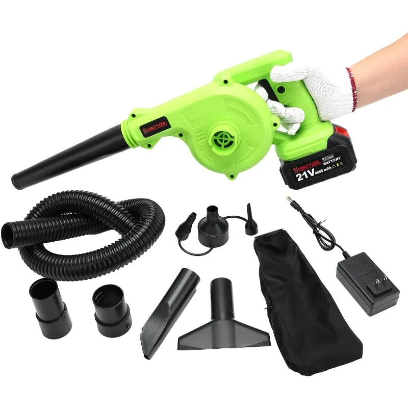 Cordless Leaf Blower, 2-in-1 Portable 21V Lithium Battery 110V Multifunctional Blower for Blowing Leaf, Clearing Dust