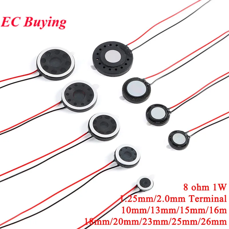 1-2 szt. Głośnik Głośnik Audio Alarm 8R 8 omów 1W 10mm/13mm/15mm/16mm/18mm/20mm/23mm/25mm/26mm Tablet Telefon Komputer Trąbka Róg