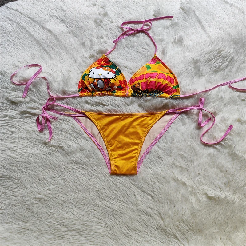 

Милый купальник-бикини 2025: Новинка для пляжного отдыха в гавайском стиле, модный тропический женский купальник с чашечками, без косточек