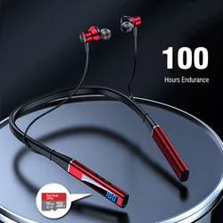 무선 헤드폰 넥 밴드 블루투스 이어폰 (마이크 포함) Auriculares Sport Headset HD Bass Fone De Ouvido Sem Fio Sd 카드