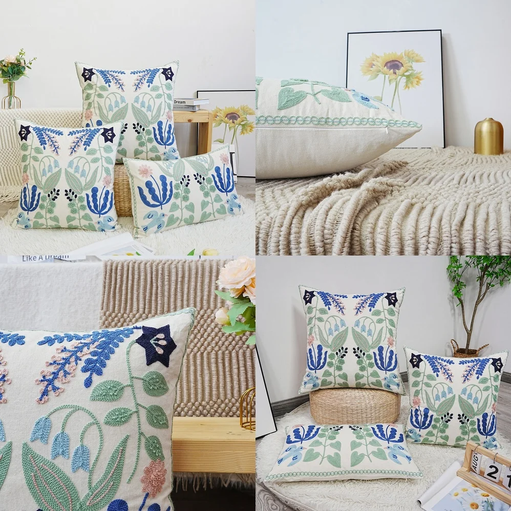 

Легкая ретро-подушка с вышивкой для собак и кошек, с цветочным узором, декоративная подушка для гостиной, дивана, эркера, Airbnb