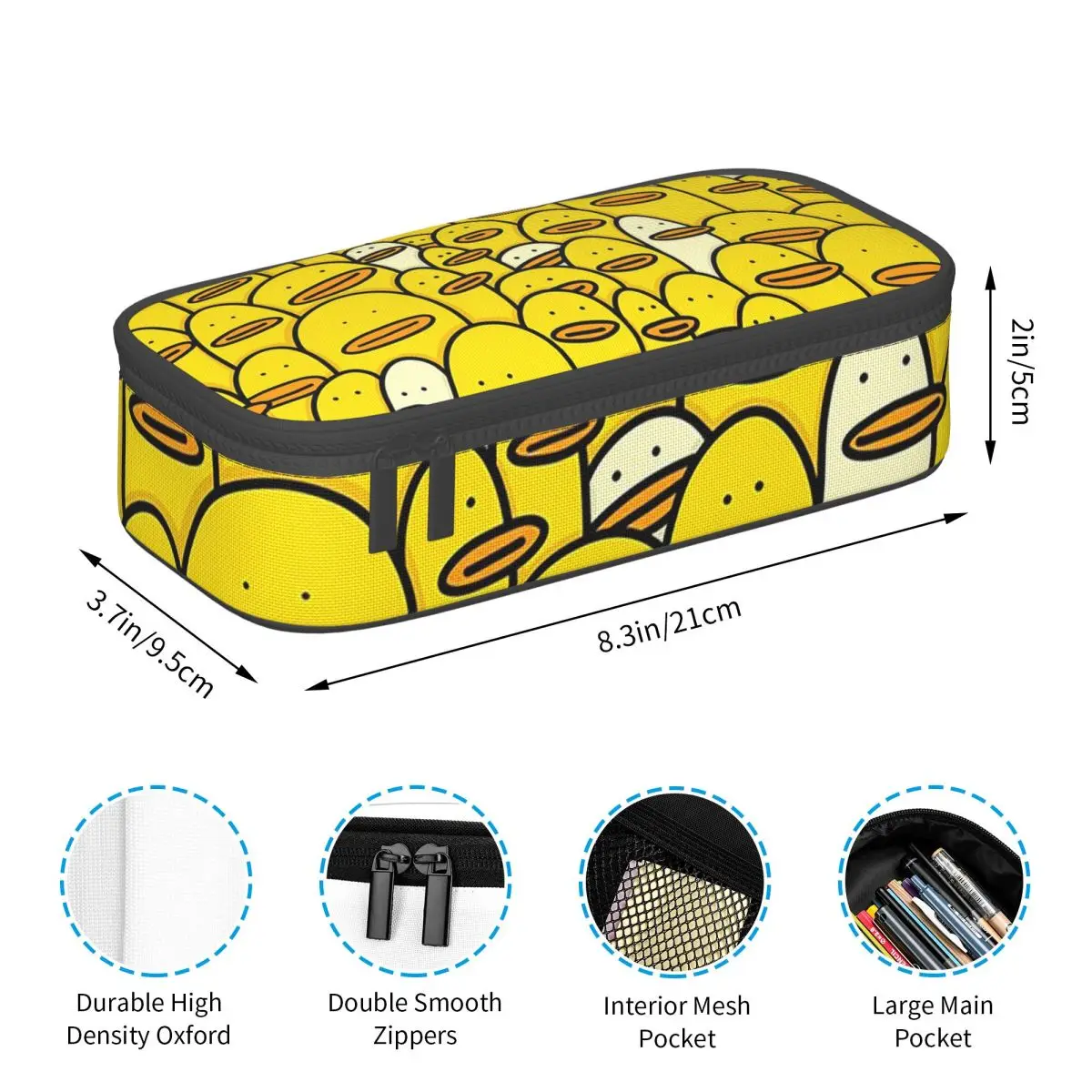 Cartoon Yellow Rubber Duck Pattern Pencil Case for Students Gifts Pen Box Pencil Bag Stationery Supplies Pen Holder Bag