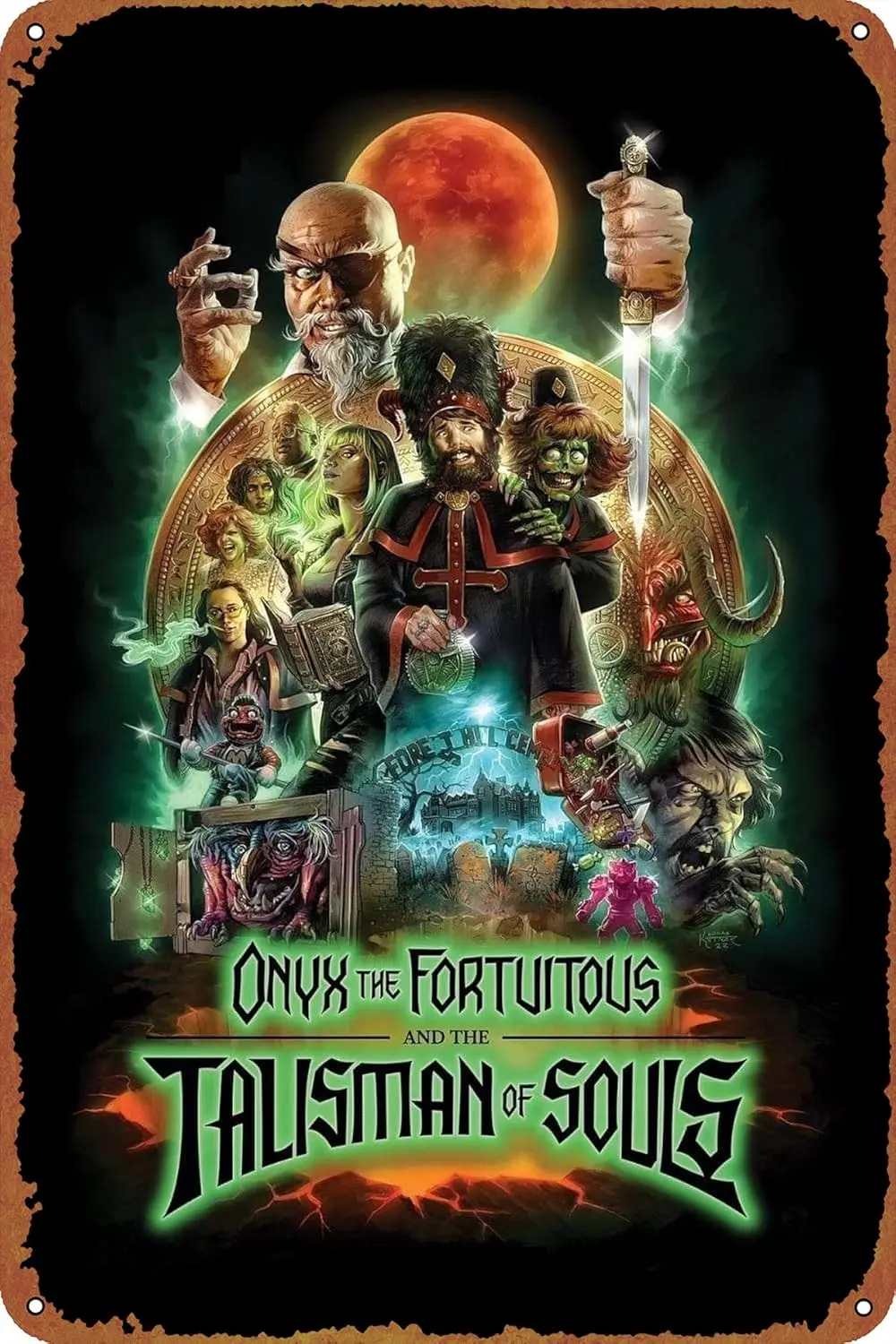 Onyx the Fortuitous and the Talisman of Souls Movie Poster Vintage Look Tin Metal Sign Wall Decoration 8x12 Inches