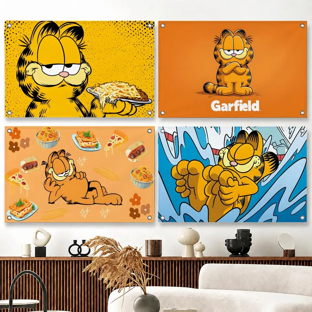 Cartoon Garfield Flags decor flag banner,wall hanging flag,indoor outdoor wall decor,yard garden porch patio wall art