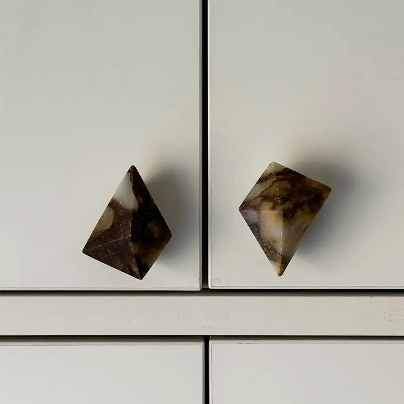 Modern Natural Red Marble Cabinet Knobs Marble Kitchen Cabinet Pulls Small Decorative Bedroom Marble Door Handles