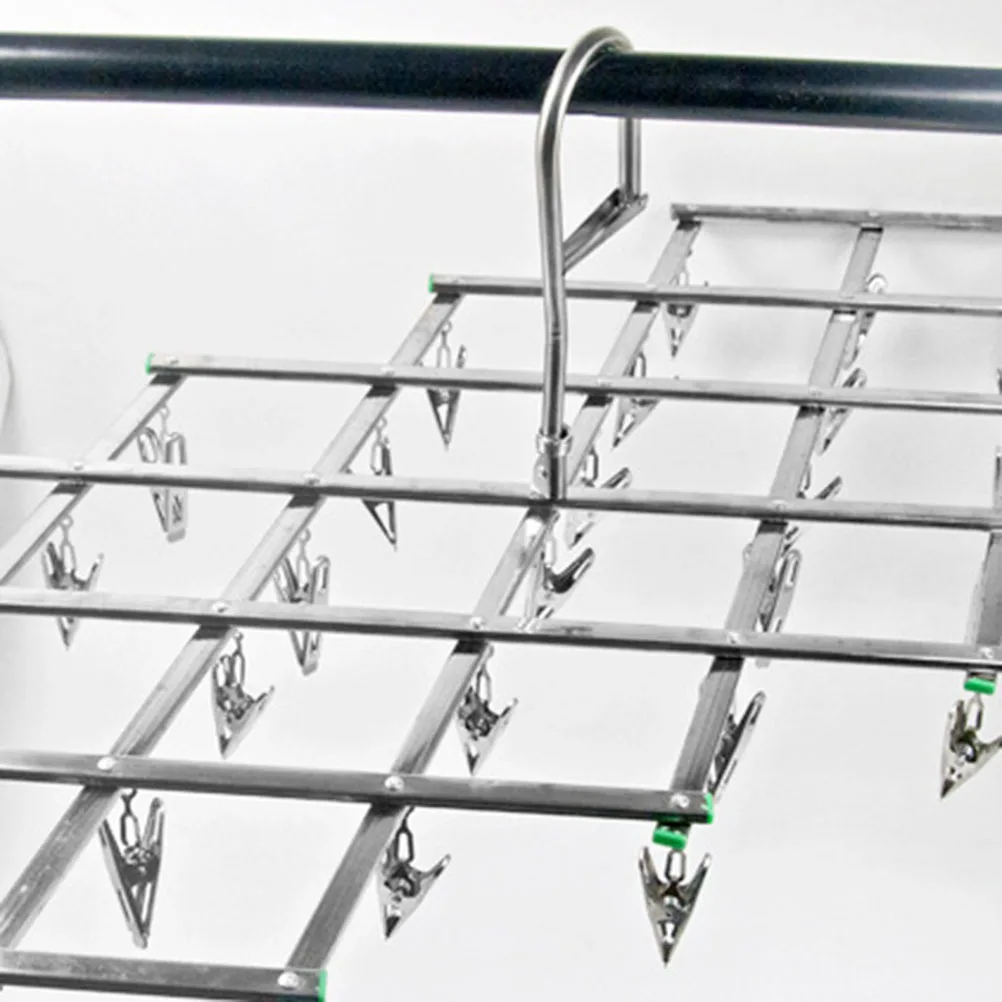 

35Pcs Stainless Steel Clothes Hanger Foldable Drying Rack Non-Skid Clips for Socks Towels Diapers Home Laundry