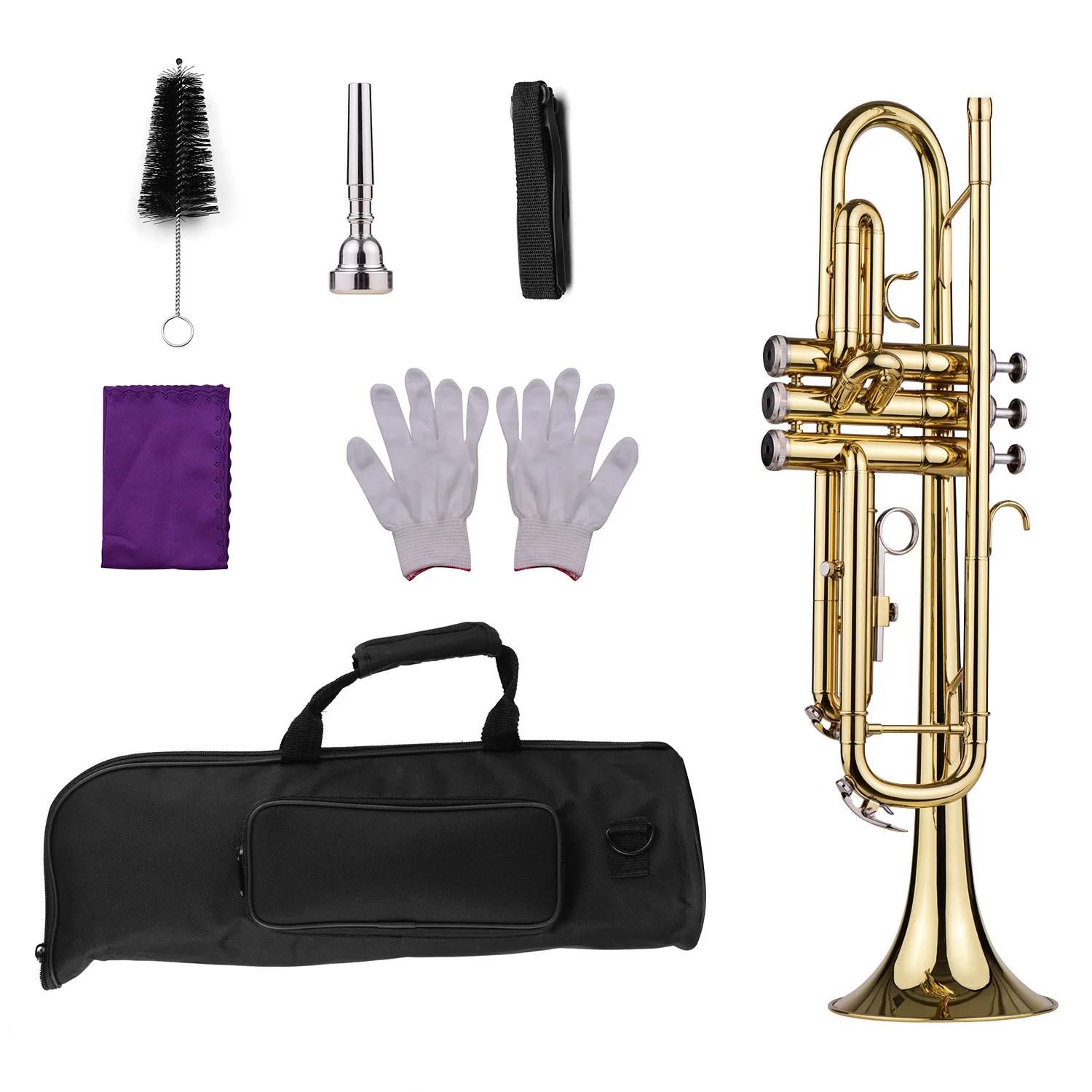 Sports \u0026amp Entertainment Trumpet Bb B Flat Brass Exquisite with Mouthpiece Gloves