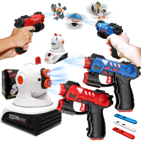 Cstag projetor pato ufo caça jogo de tiro crianças presentes brinquedo para meninos etiqueta laser infravermelho mini pistola armas jogo batalha interior