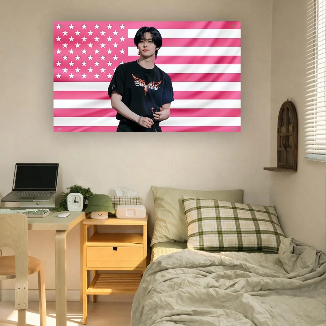 Lee Know Pink Bandera de EE. UU. _ Tapiz Stray Kids _ Decoración de Pared Kpop Idol _ Póster Estético de Grupo Coreano - Etsy Japón