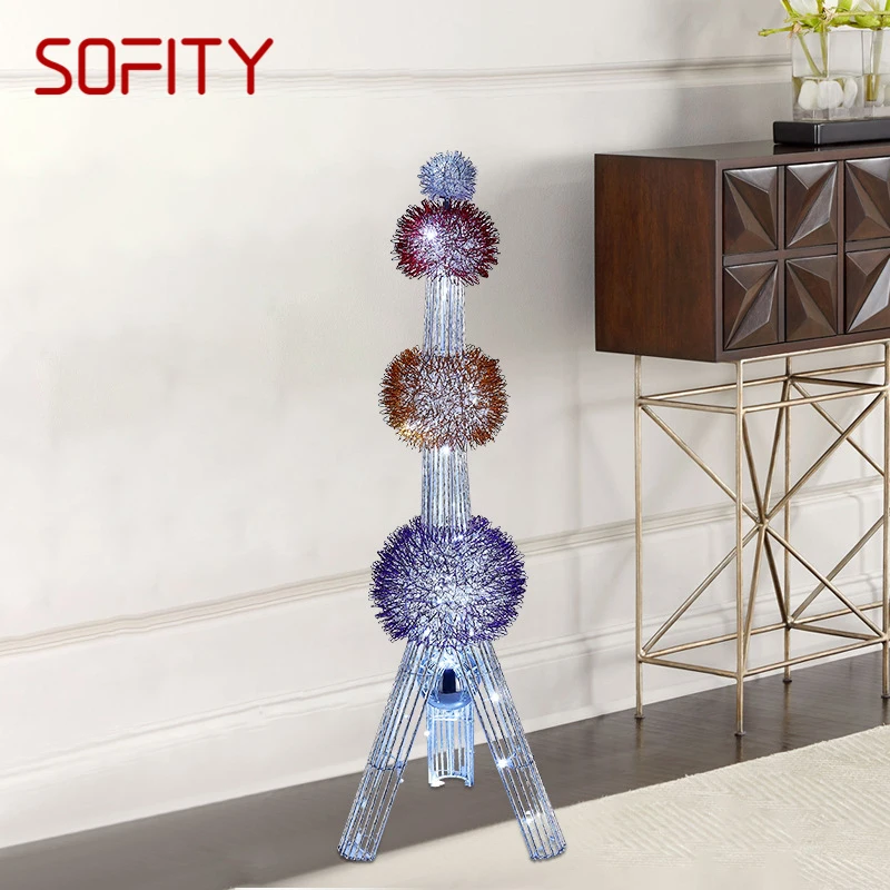 

SOFITY Nordic Floor Lamp Modern Art Living Room Bedroom Hotel LED Aluminum Wire Originality Tower Decorative Standing Light