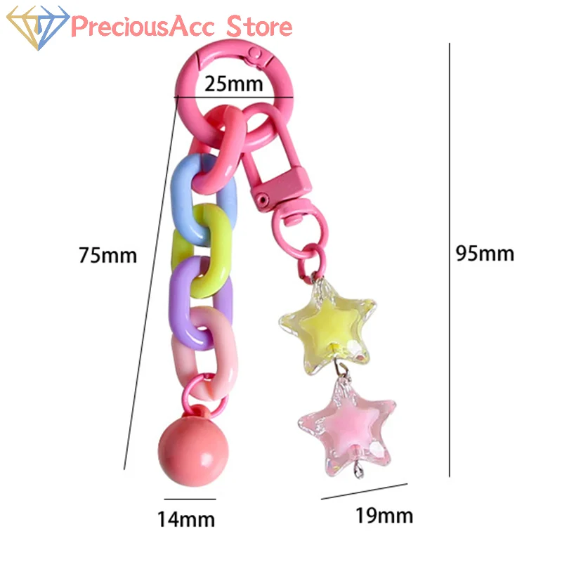 Colorful Candy Colors Star Chain DIY Keychain High Quality Acrylic Pendant For Women Girls Backpack Keyring Charms Gifts