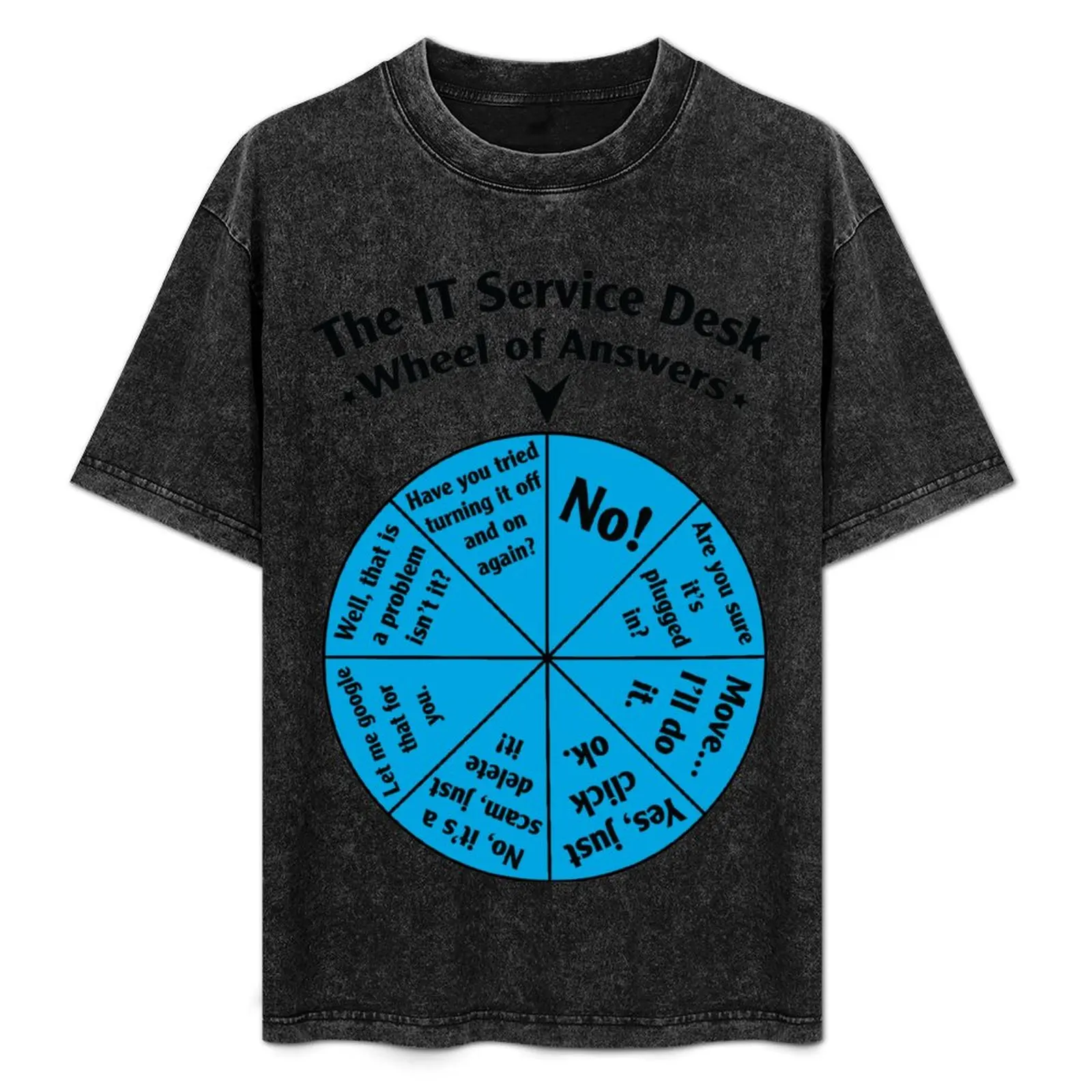 

The IT Service Desk Wheel of Answers. T-Shirt Work Outdoor Short Sleeve Tee