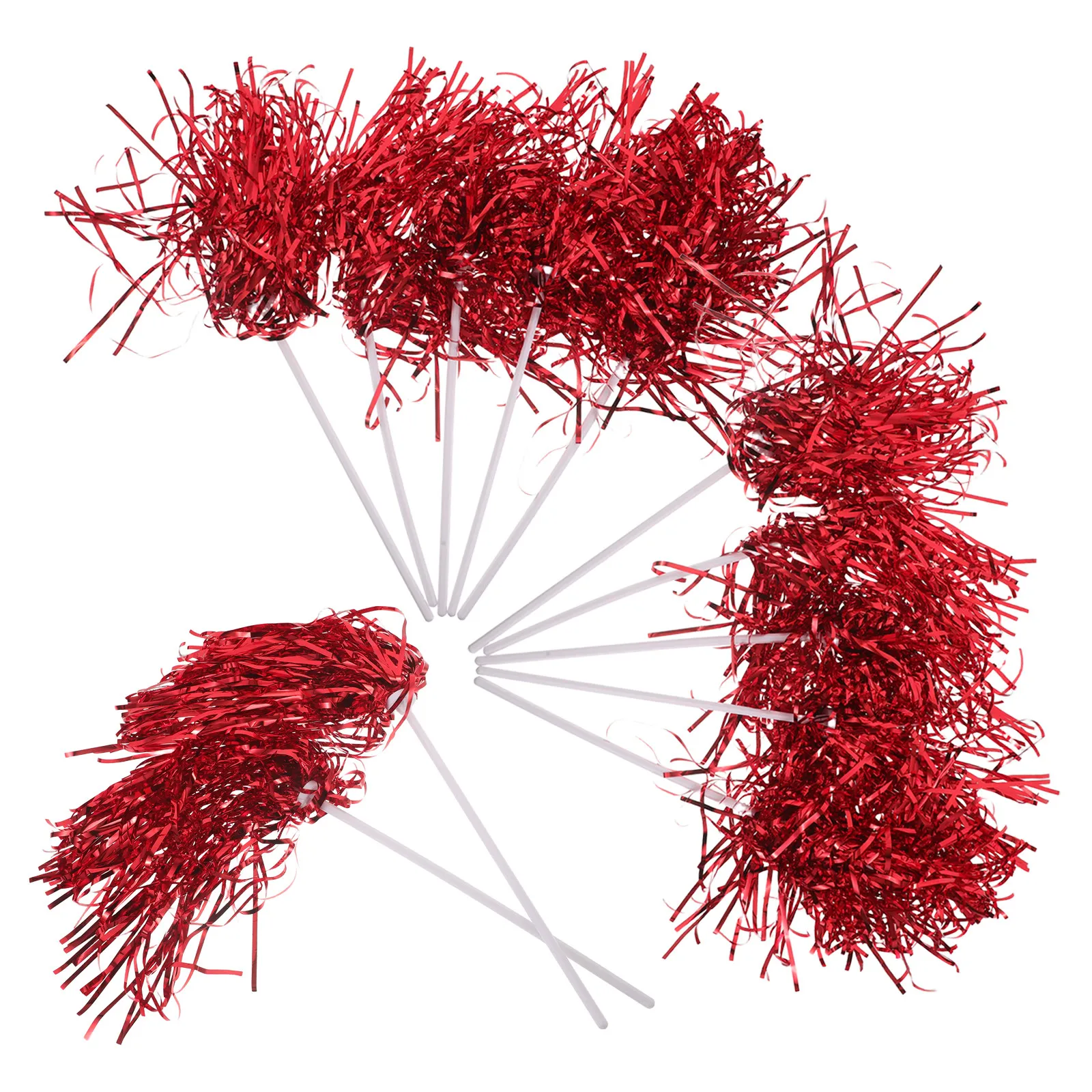 12Pcs Adult Cheer Pom Poms Metallic Foil Squad Pompoms Lightweight Hand Flowers for Sports Dance Team Spirit Cheerleading